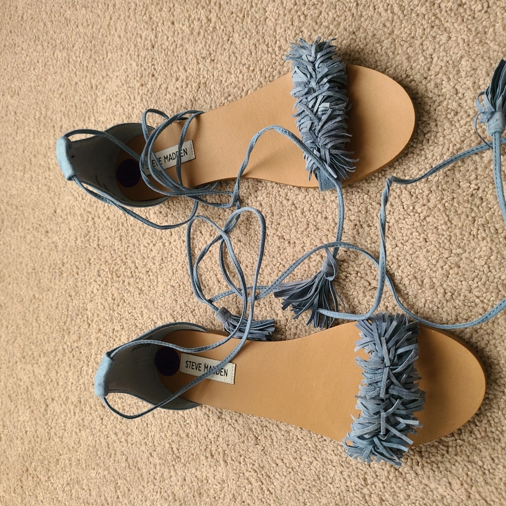 Steve madden light blue tie up sandals